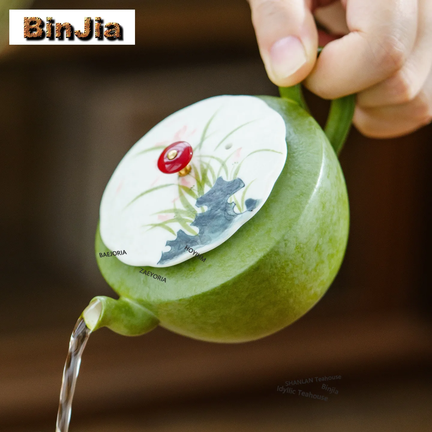BAEJORIA 120ml Hand Painted Orchid Teapot Zen Tea Infuser Pot Tea Soaking Kettle With Strainer Oolong Tea Teaset Ornaments