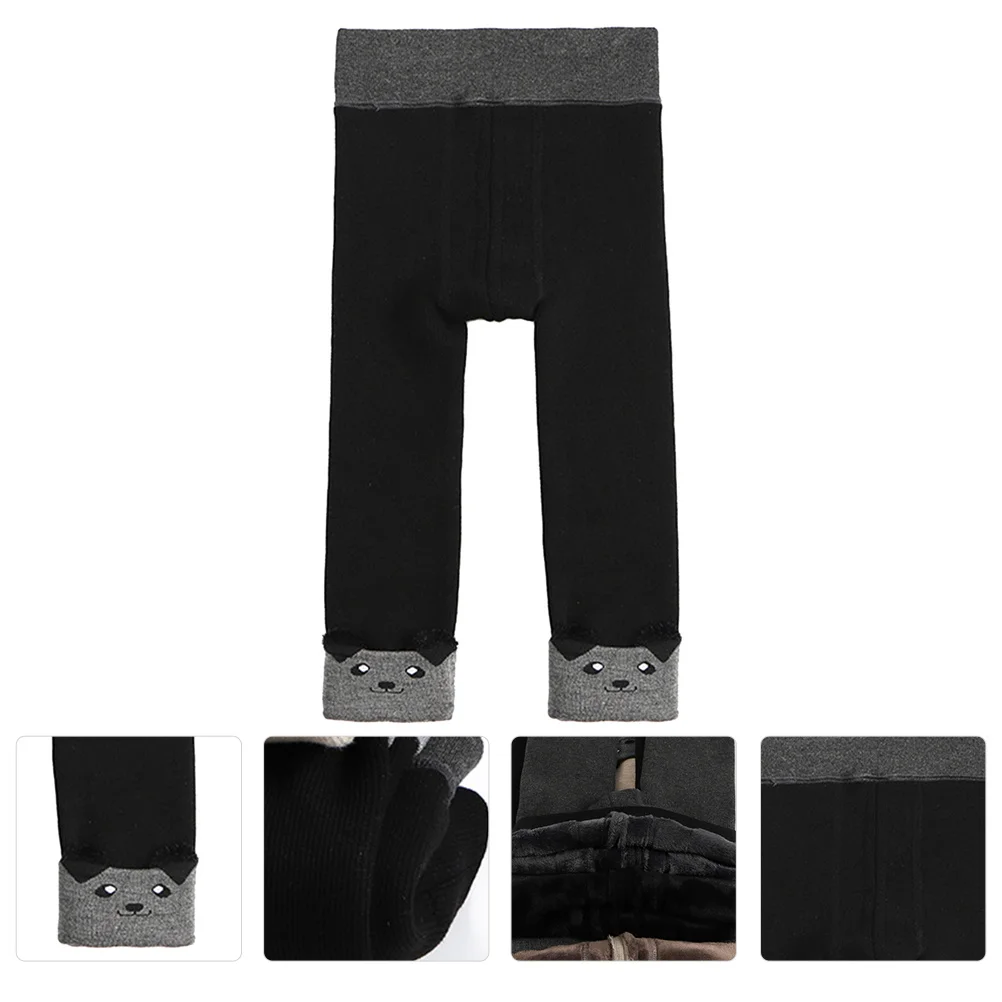 

1 pc Warm Split-Crotch Baby Pants Knitted Elastic Loose Waist Cartoon Design Winter Kids Cotton Thermal Leggings
