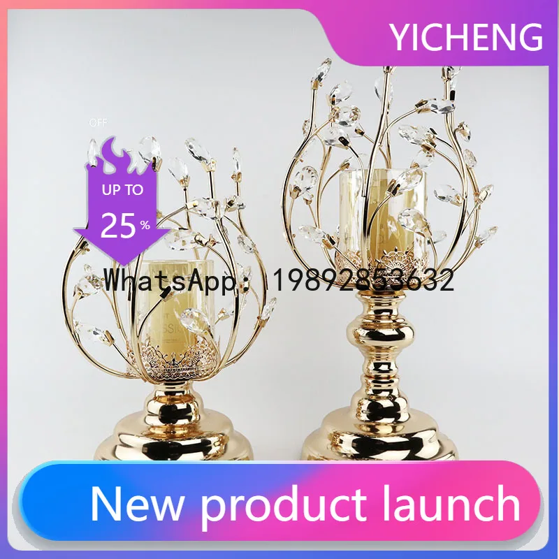 

Zz candlestick crystal metal candle holder ornament - light luxury, romantic candlelight dinner props for home dining table