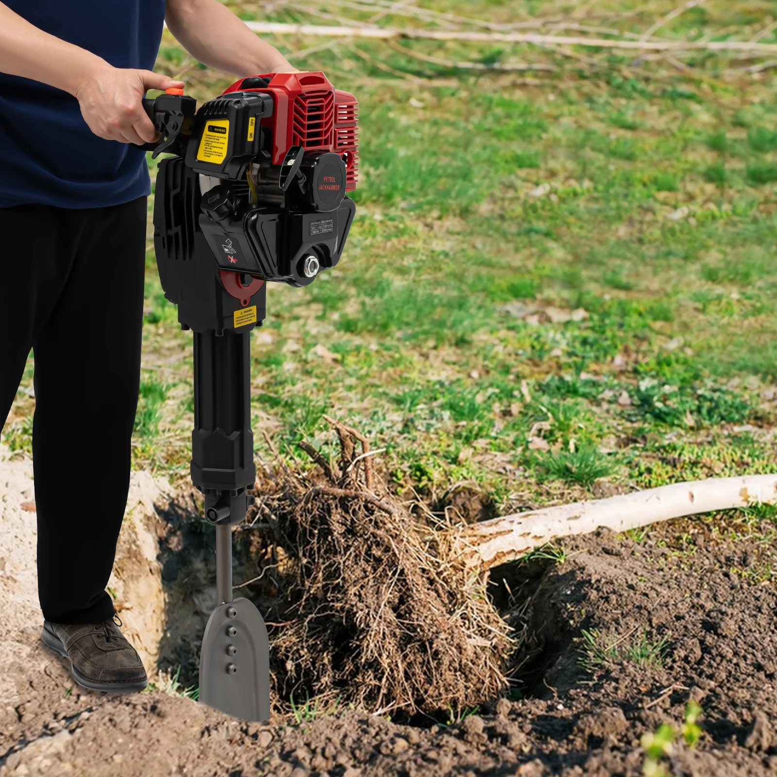 

52CC Gas Powered Excavator Garden Tree Digger Shovel Rock Drill Machine 2 Stroke
