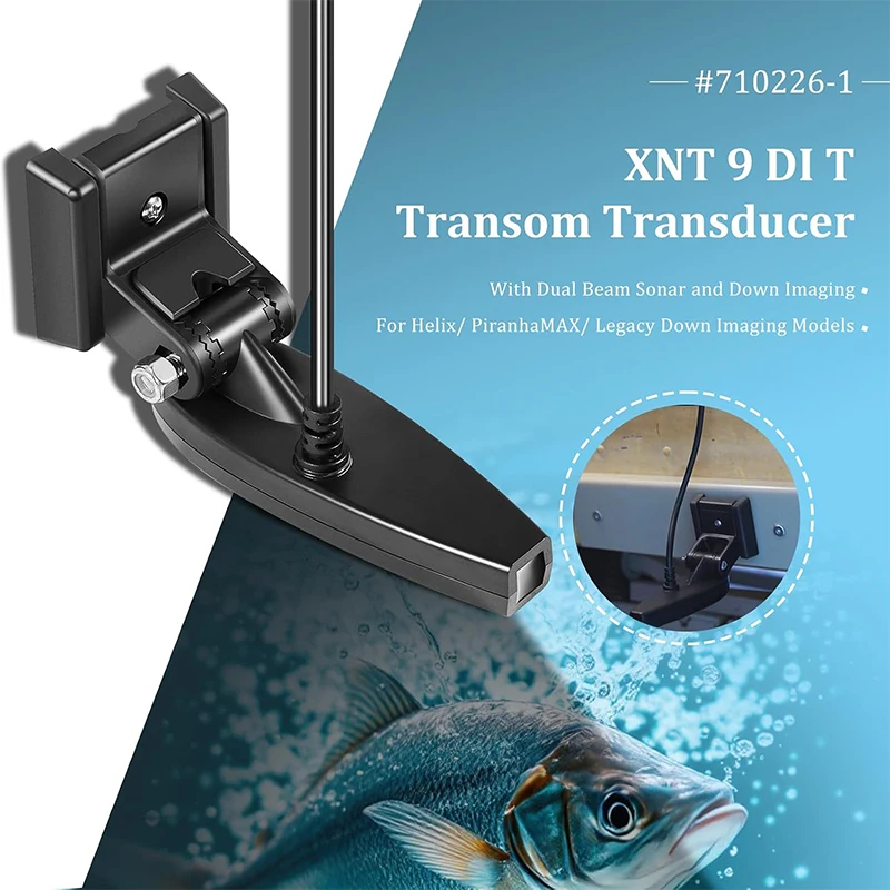 XNT-9-DI-T Transom Temperature Transducer for Humminbird Helix with Dual Beam Sonar & Down Imaging 710226-1, 200/455 kHz, 20 Ft