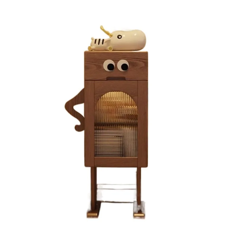 

Robot bedside table cute locker side bedroom with light living room locker creative bedside table