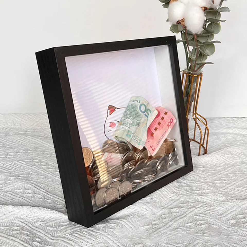Multipurpose Deep 3d Frame for Filling Money Box Wooden Photo