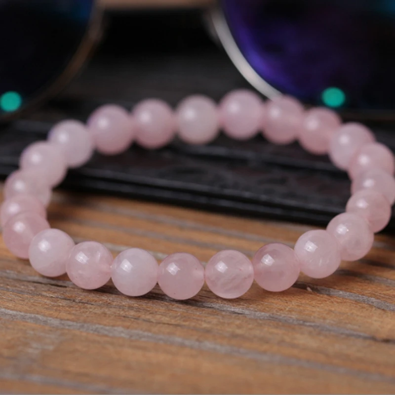 2Pcs Natural Stone Elastic Bracelet 8Mm Round Bead Bracelet Couple And Simple Jewelry