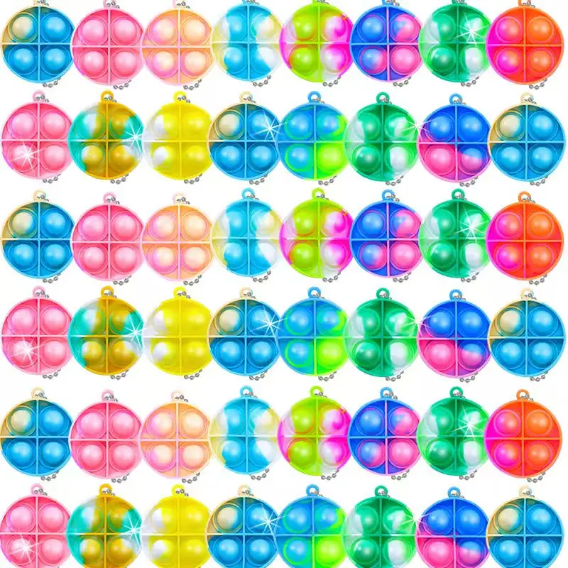 Mini Pop Schlüsselanhänger Fidget Toys Push Pop Schlüsselanhänger als Partygeschenke für Kinder, Pop Bubble Spielzeug-Set für Jungen, Mädchen und Erwachsene