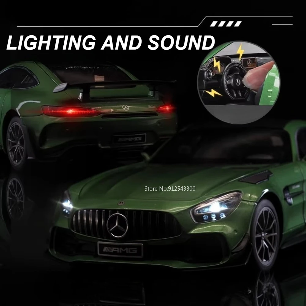 Large 1:18 Green Demon Black Warrior GTR Alloy Diecast Car Model Toy Sound Light Shock Absorption Vehicles Models Gifts for Boy