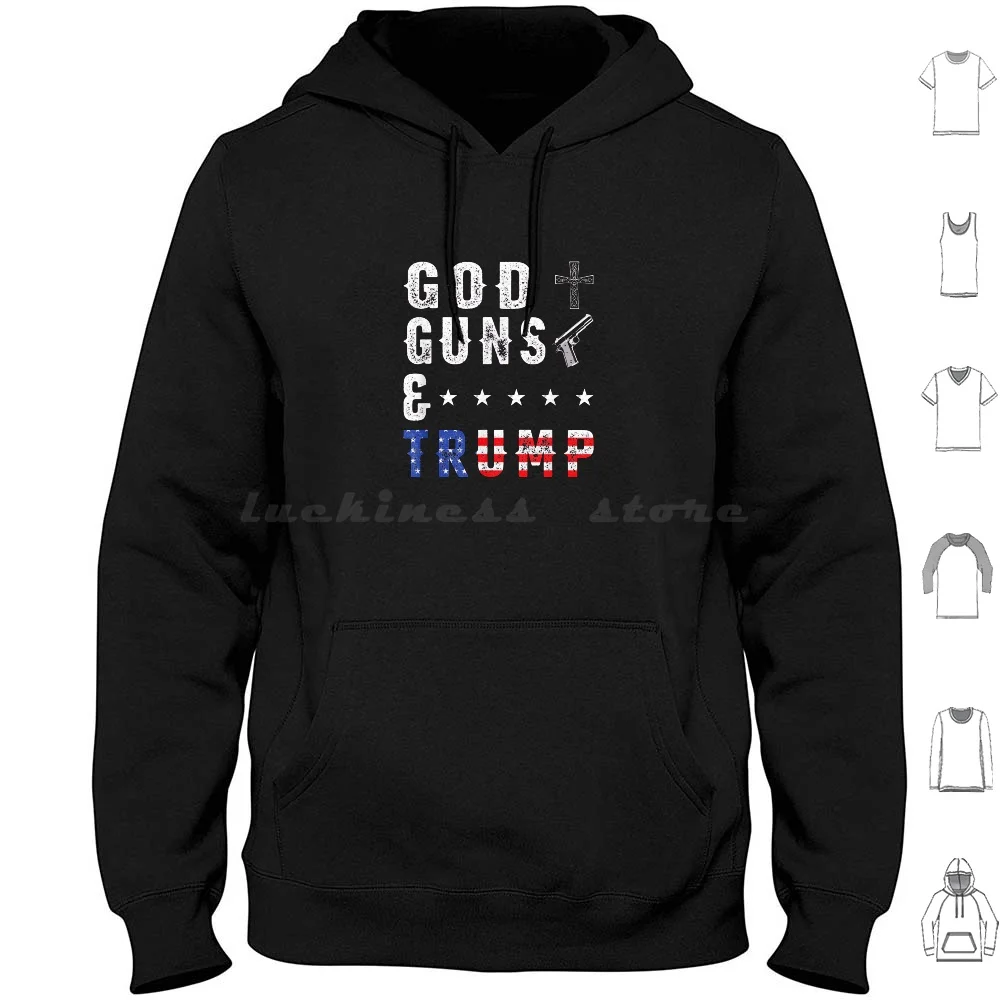 Donald Trump 2020 Shirt Pro Life Pro God Pro Gun Comfy Graphic Tees-Hoodie Cotton Long Sleeve Donald Trump 2020 Pro Life Pro