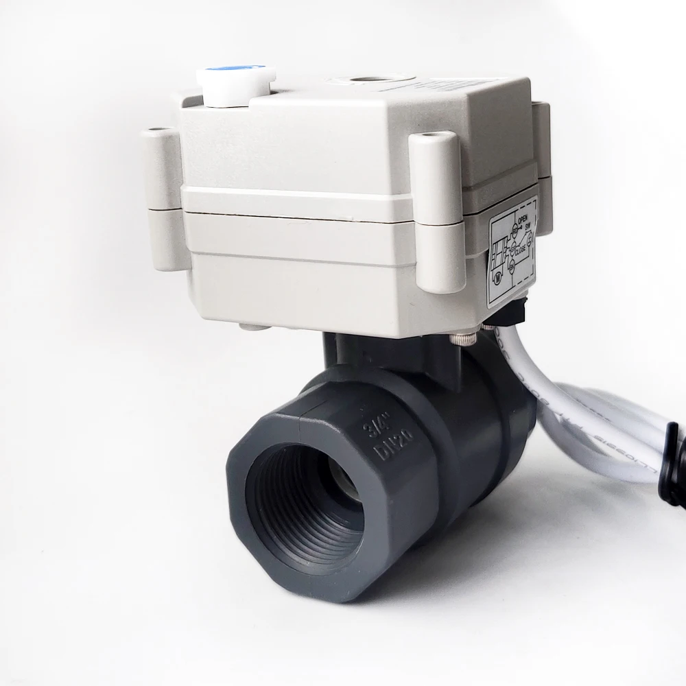 DN15 Electric Motorized Ball Valve , 1/2 inch Actuated Water Valve PVC, DC5/12/24V Electric Motor Control Valve IP67,CE