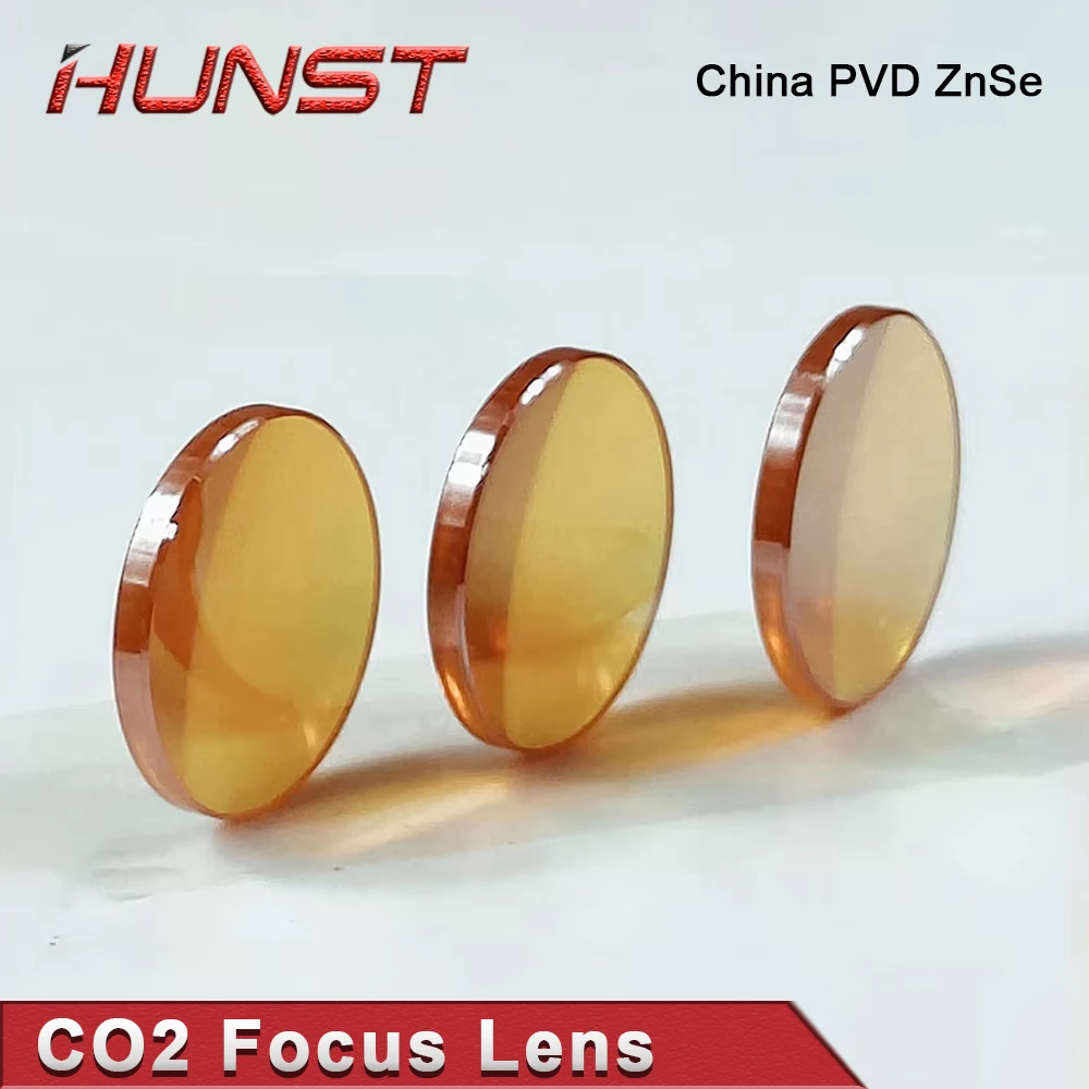 HUNST China Co2 PVD ZnSe Focus Lens Dia 12mm 18mm 19.05mm 20mm FL 38.1 50.8 63.5 76.2 101.6mm For Laser Engraving Cutting Machin