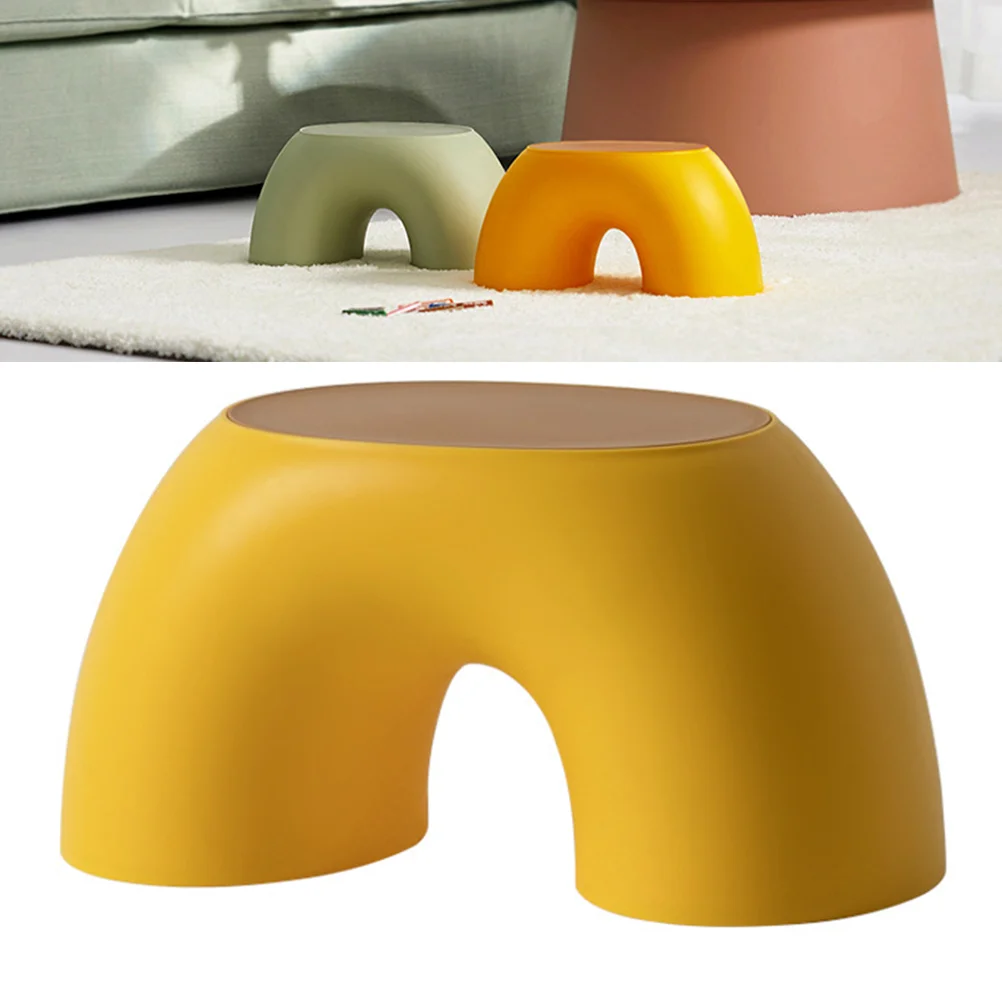 1Pc Annular Small Stool Simple Anti-slip Low Stool Shoes Wearing Stool Comfortable Stool for Home Office (Yellow)