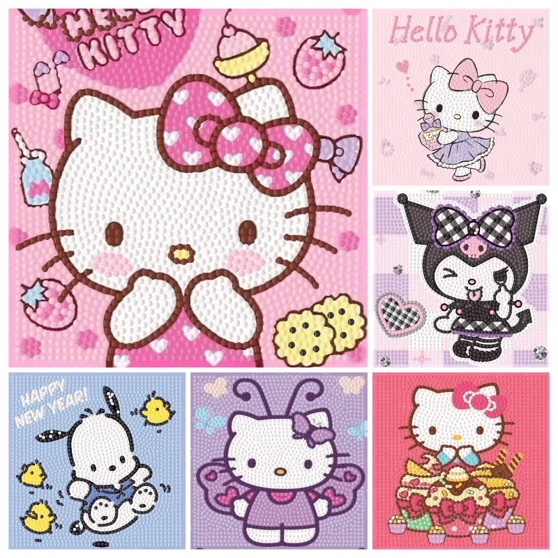 Kulomi 5D Diamond Painting Kit Laurel Dog Full Round Diamond Mosaic Art DIY Hello Kitty Home Decoration Painting with Frame Gift