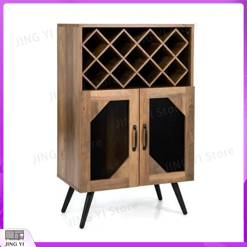 

2 Door Wine Cooler Cabinet with Glass Rack and Storage Shelves for Kitchen Bar Farmhouse Style Beverage Refrigerator Home Bar