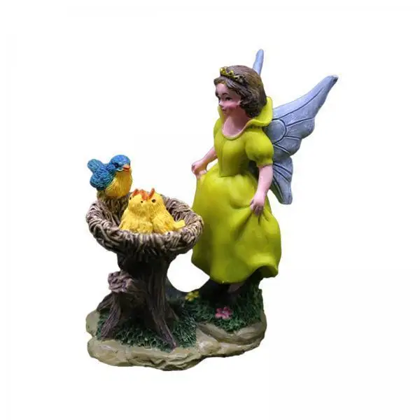 3xAdorable Garden Fairy Statue And Birds, Micro Landscape Ornaments, Princess Fairy Figurines for Desktop Home Decoration