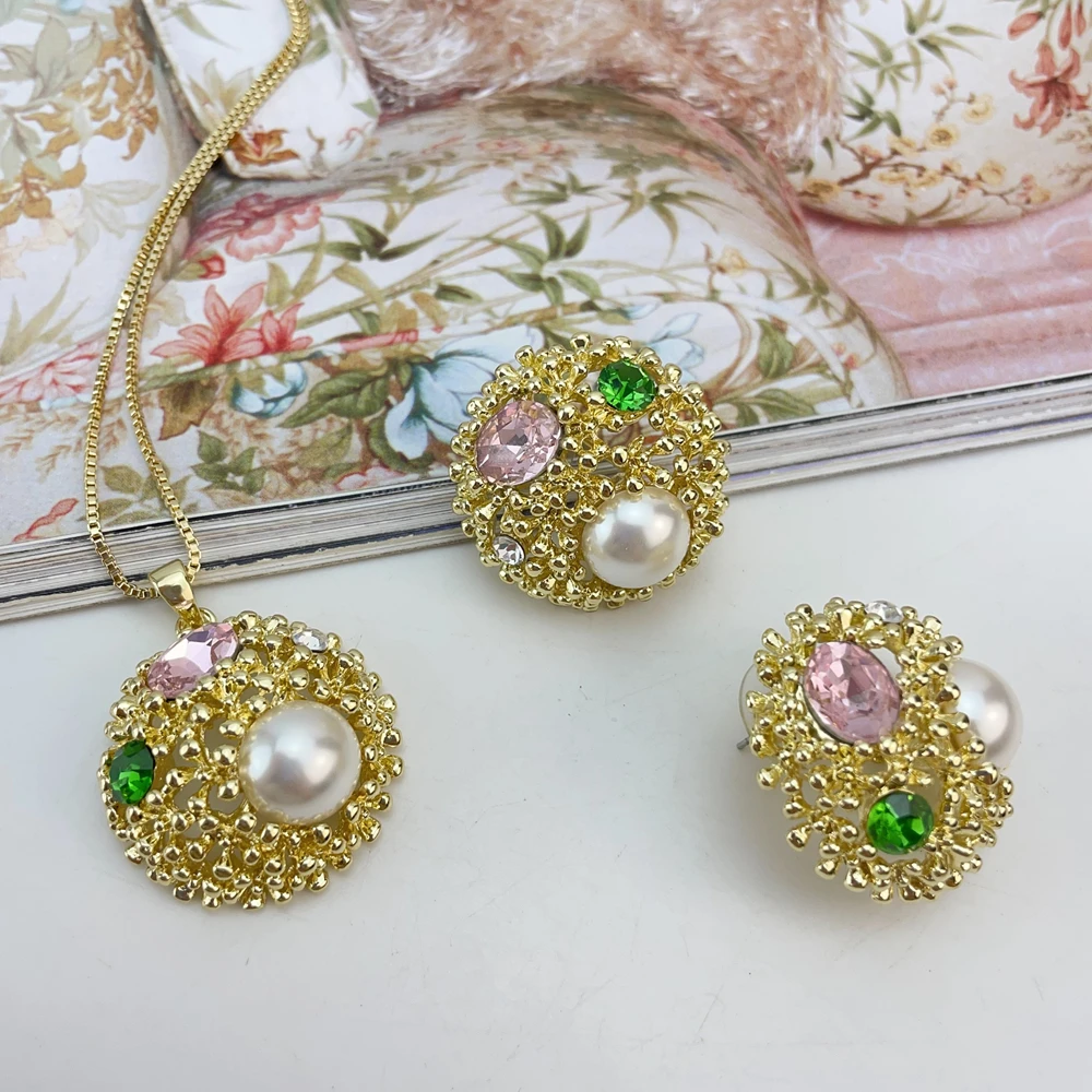 

Последние золотые красочные серьги-подвески с камнем, Дубай, роскошный модный комплект ювелирных изделий для женщин и женщин, комплект серег KY25182