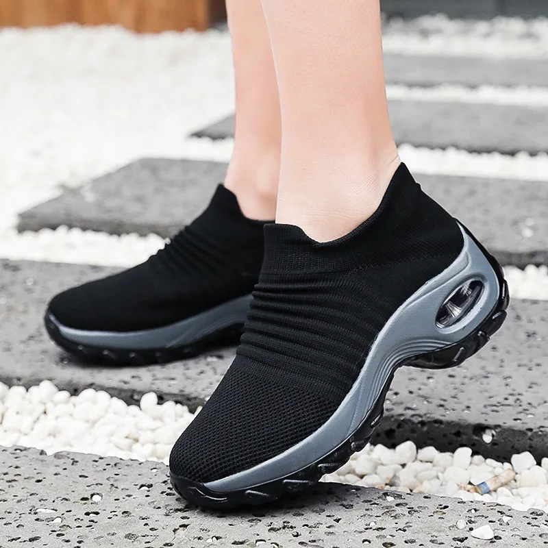 Zapatillas de deporte para mujer, zapatos informales con plataforma, zapatos transpirables a la moda para caminar al aire libre, mocasines ortopédicos para mujer, zapatos de malla antideslizantes