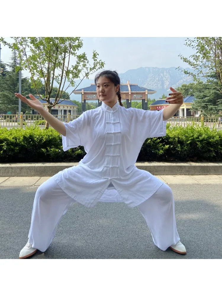 Chinese Tai Chi Uniform Katoen Wushu Kung Fu Kleding Kinderen Volwassenen Vechtsporten Wing Chun Pak Taichi Prestaties Tang Pak Taiji - afbeelding 2