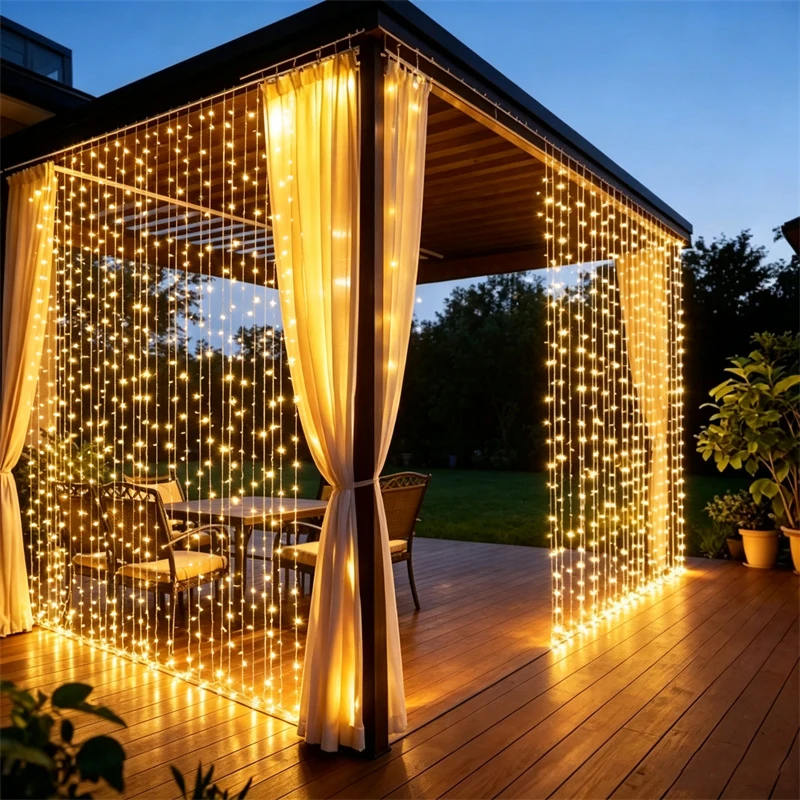 LED Curtain Lights String USB Plug 8 Lighting Modes Christmas Lights Party Garden Halloween Valentine's Day Wedding Decoration