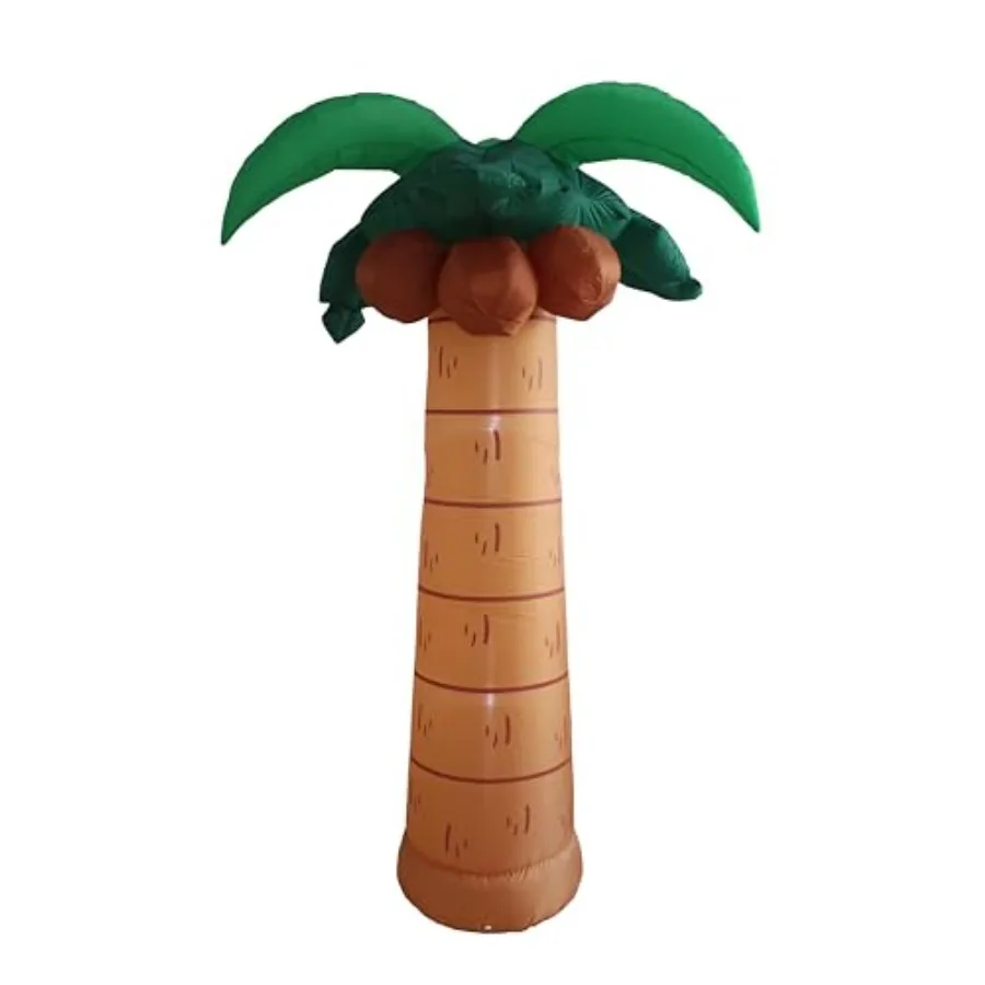 

Outdoor/indoor lawn decoration: 8 ft inflatable palm tree with coconuts, pre-lit LED lights, green color, weather-resistant PVC
