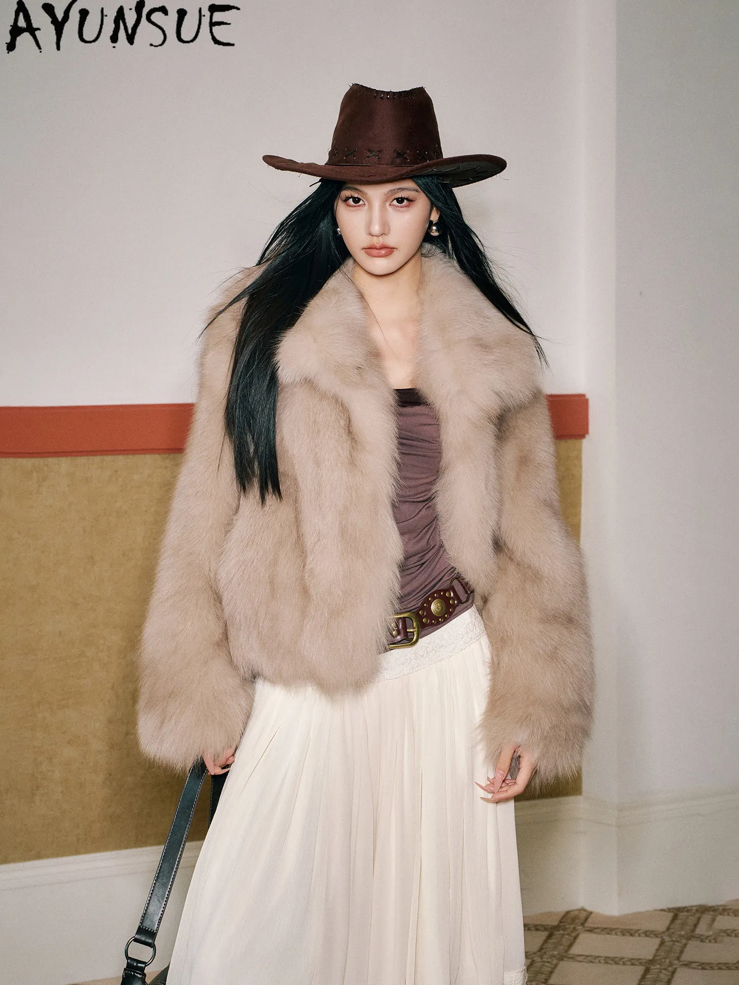 AYUNSUE Natural Fox Fur Coat Women Winter Jacket Warm High-quality Real Fur Coat Woman Clothes Fashion Short Style Abrigos Mujer