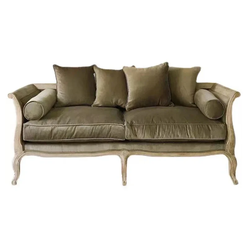 

American sofa living room modern simple fabric sofa, solid wood light luxury cotton and linen single sofa