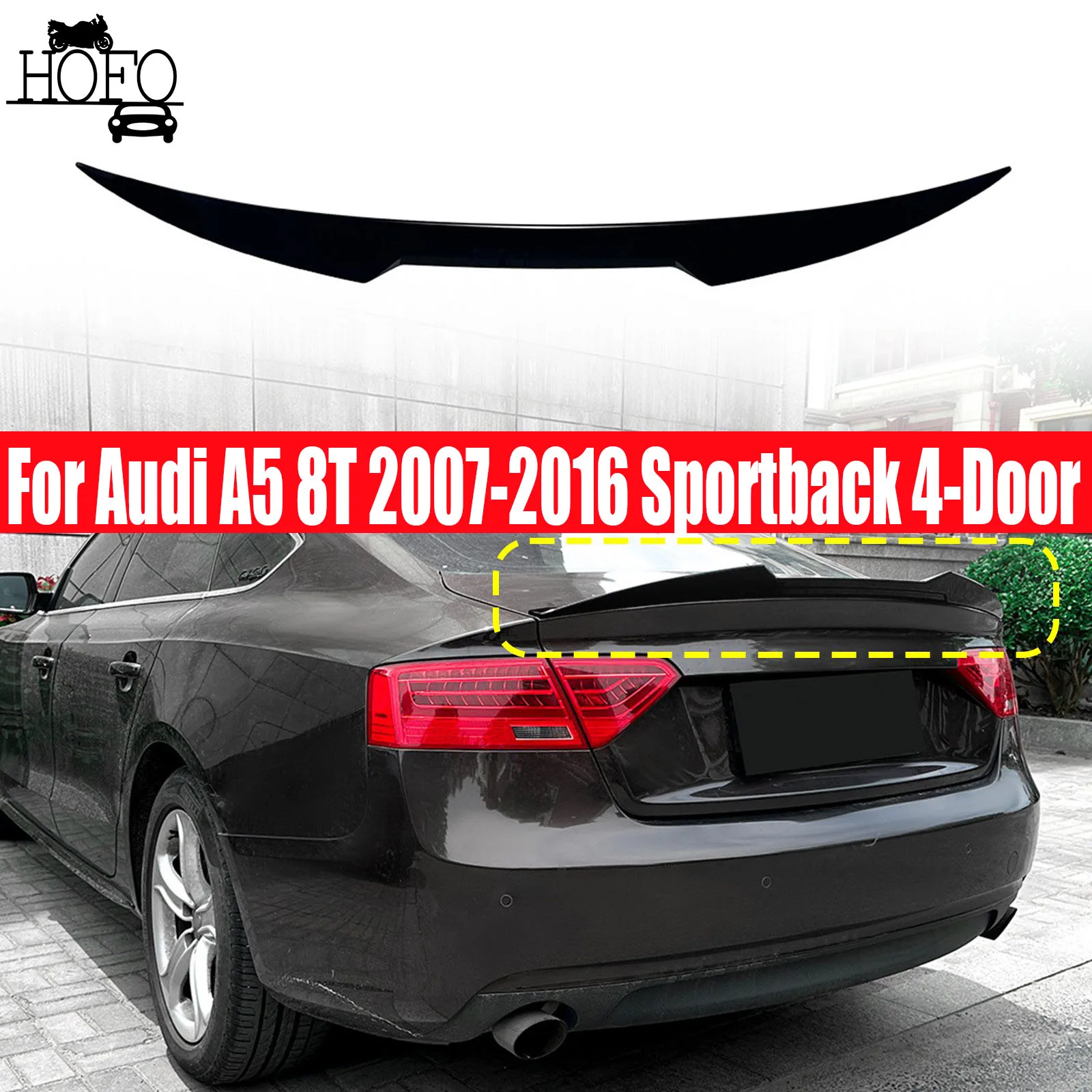 

Car Rear Trunk Spoiler Wing M4 Style Bodykits Tail Wings Lip For Audi A5 8T 2007-2016 Sportback 4-Door