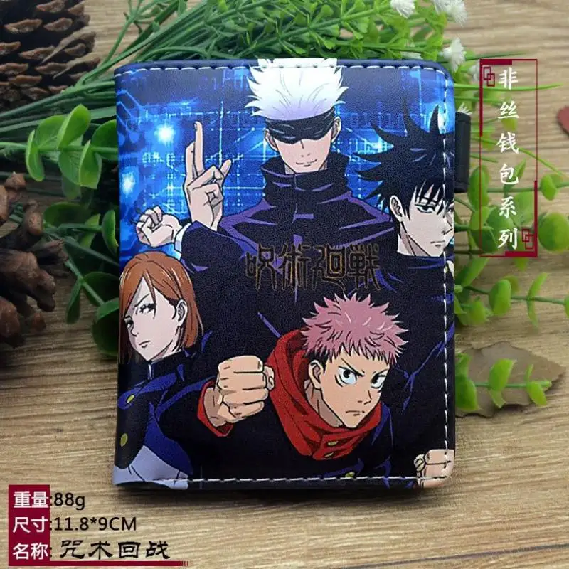 Anime Jujutsu Kaisen Pu Leather Men Wallet Rfid Anti-Magnetic Credit Cards Holder with Organizer Coin Pocket Money Clips Purse