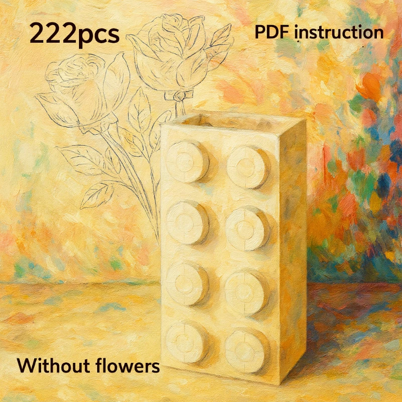 

Строительный блок с розами, развивающие игрушки MOC, ваза с розами, кирпичи, модель, букет цветов, ваза, подарочное украшение, День святого Валентина