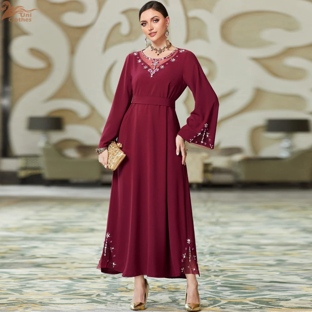 Ramadan rouge musulman Abaya dubaï turquie Islam Hijab Robe Jalabiya robes africaines pour femmes Robe Femme robes musulmane caftans