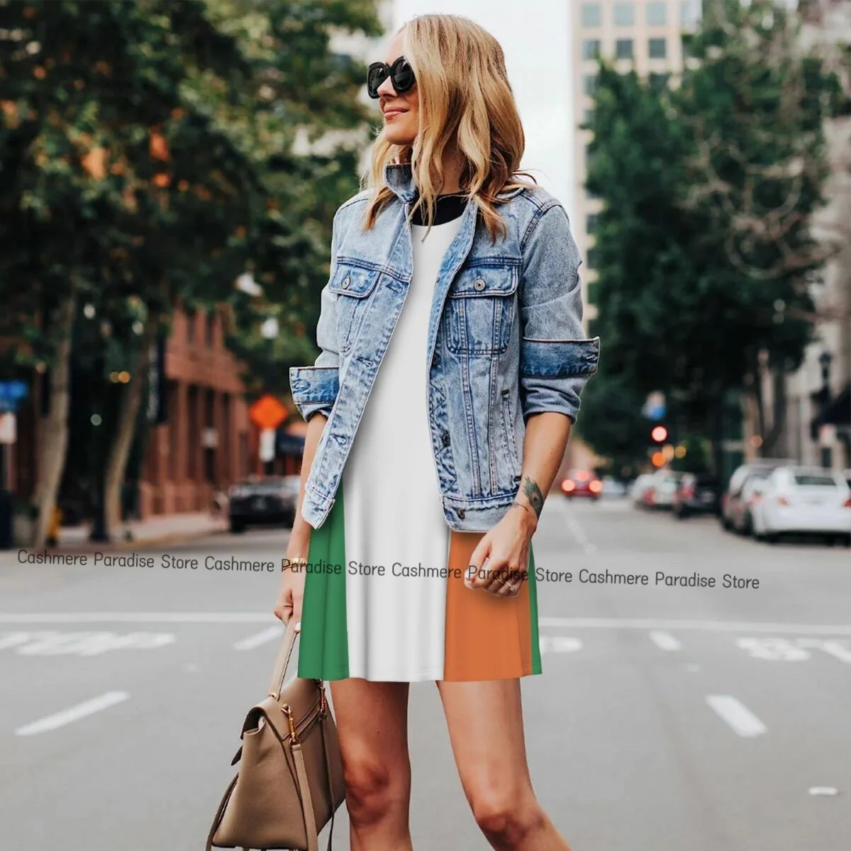 فستان نسائي صيفي كاجوال بعلم أيرلندا فساتين تي شيرت لتغطية الشاطئ فستان بدون أكمام #5