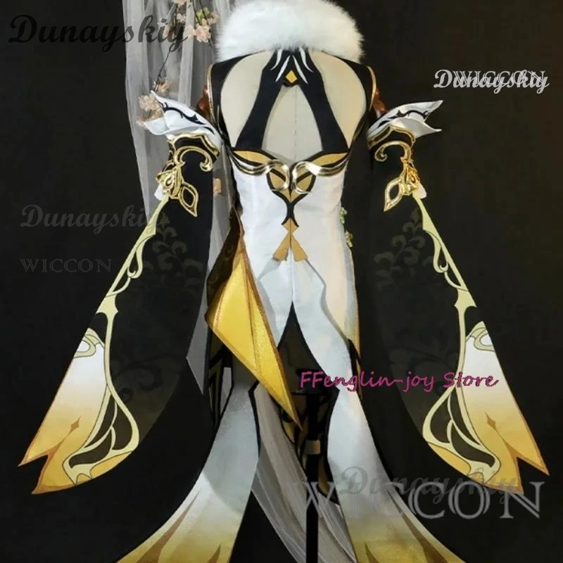 Gioco Genshin Impact NingGuang Costume Cosplay Qipao Dress Uniform Gold Dress Halloween Carnival Party Carnival Clothing