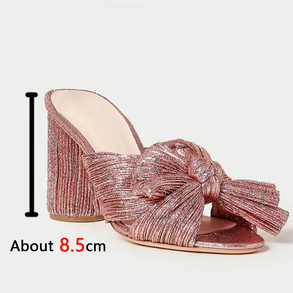 Brand New 2022 Summer Woman Mules Shoes Sandals Super High Heel With Butterfly-knot Sweet Lady Office Shoes Plus Size 50