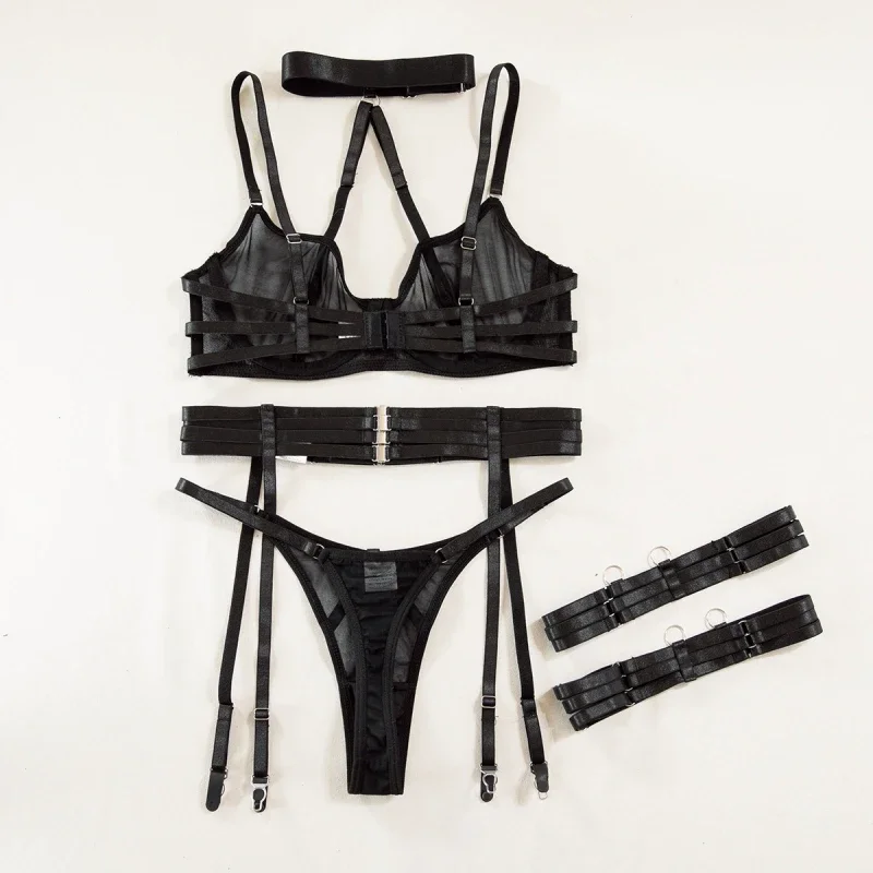 

Bikini Halter Bra Suit Ultra-Thin Mesh Strap Metal Sexy Lingerie