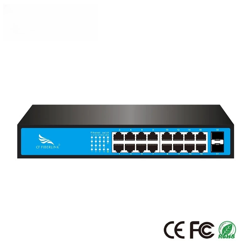 18 Port Gigabit Ethernet Switch with 2 Upstream SFP Ports SNMP Plug and Play Non Management Network for IP Cameras