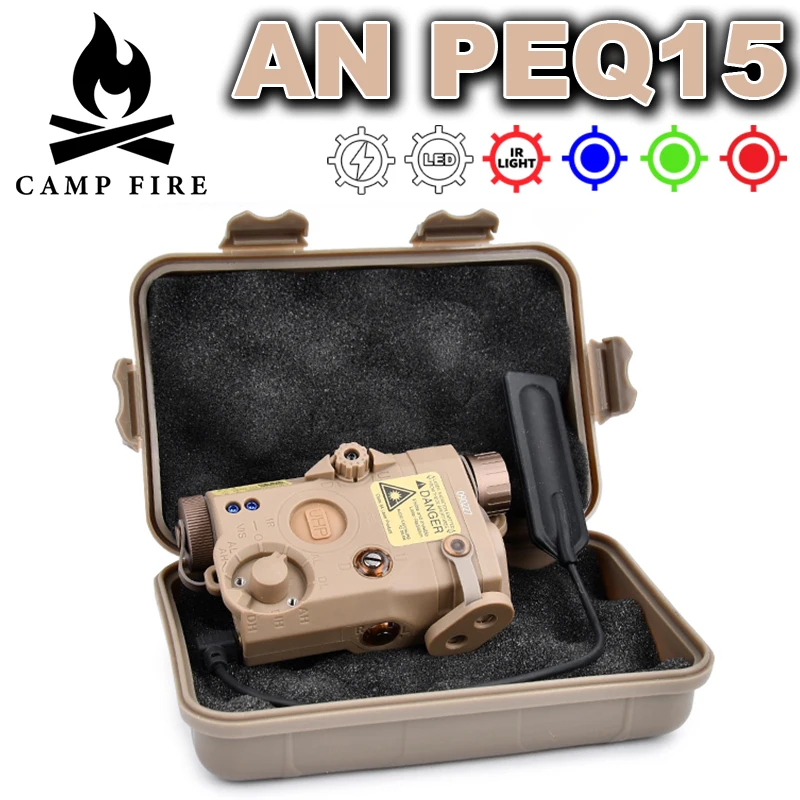 

Airsoft AN PEQ15 PEQ Red Green Blue Laser IR Fill LED Light Beam Mark Flashlight with AXON Tail Switch Storage Box Fit 20MM Rail