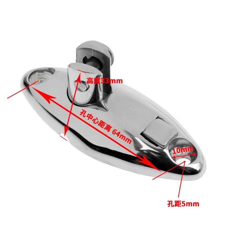 เรือ Marine 316 สแตนเลส 360 องศา Universal Bimini Top Mount หมุนดาดฟ้าบานพับยาง Pad ดาดฟ้าฮาร์ดแวร์