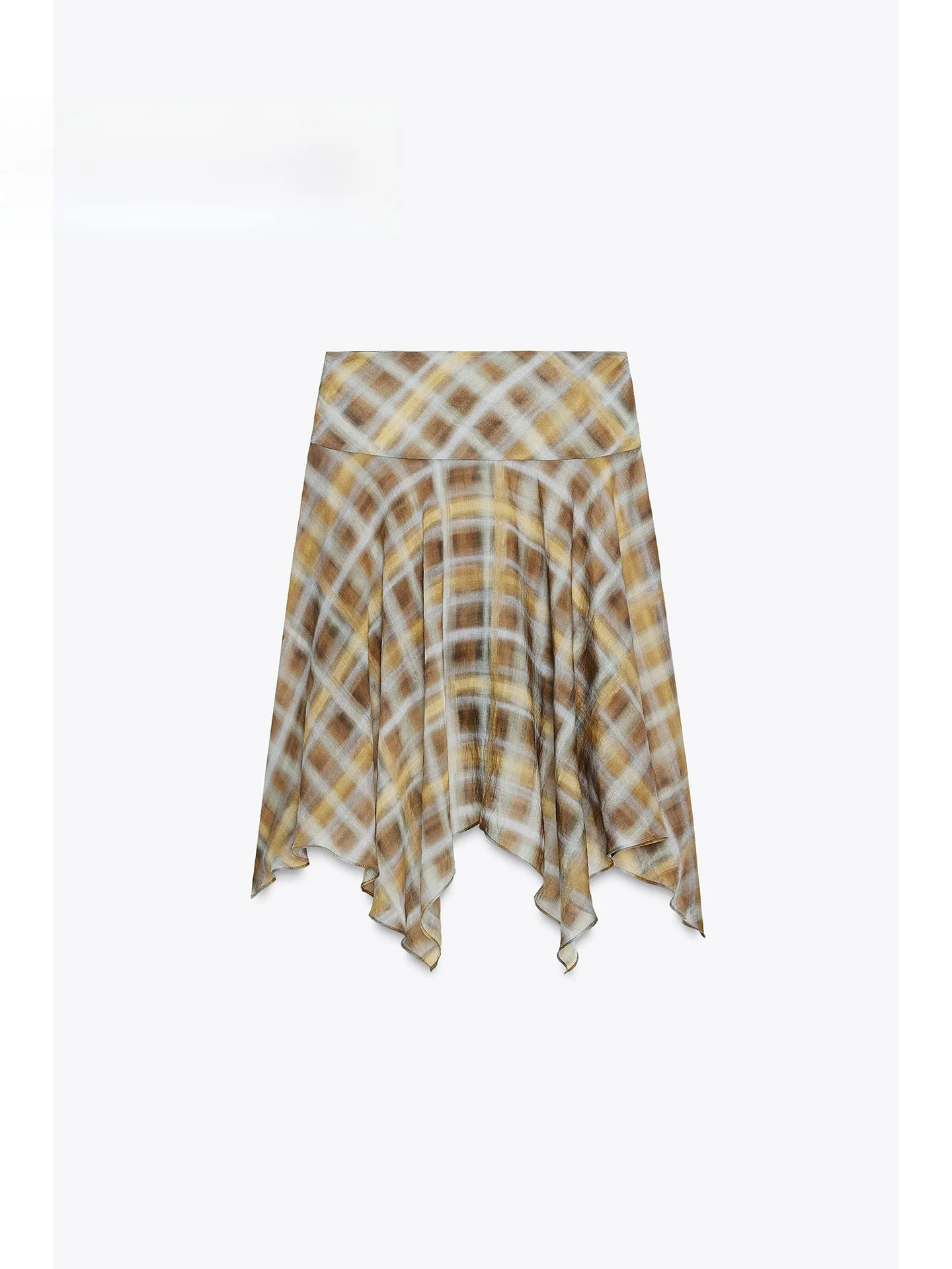 American Artistic Midi Skirt 2026 Spring Irregular Design Plaid Slimming Half-length Casual Ladies Mid-waist Printed Skirt