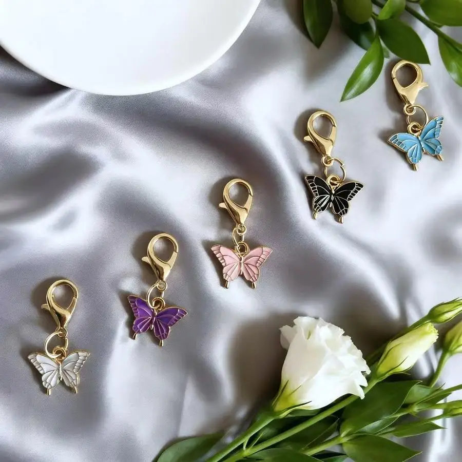 1/5/10/20/50/100pcs Gift for Her/Him s Butterfly Drip Oil Keychain, Pocket Hug Card Butterfly Keychain, High-Quality Light Luxur