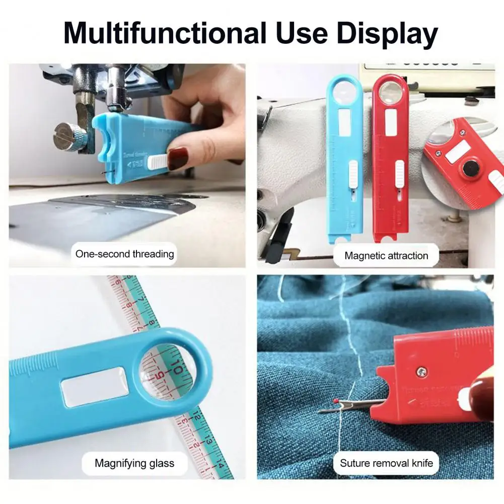 Needle Threading Accessory 2 Pcs 4-in-1 Sewing Threader Tool Set with Seam Remover Magnifying Glass Magnetic Guide Needle - view 5