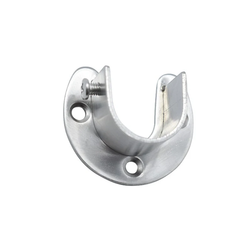 4pcs Stainless Steel Clothes Rail Closet Rail Curtain Rod Shower Curtain Closet U-Shaped Rod Closet Pole Sockets Flange Supports