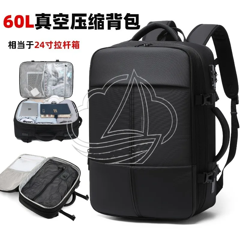 Vacuum Compression Men Backpack Large Capacity Business Travel Laptop Bag Multifunctional Outdoor Rucksack
