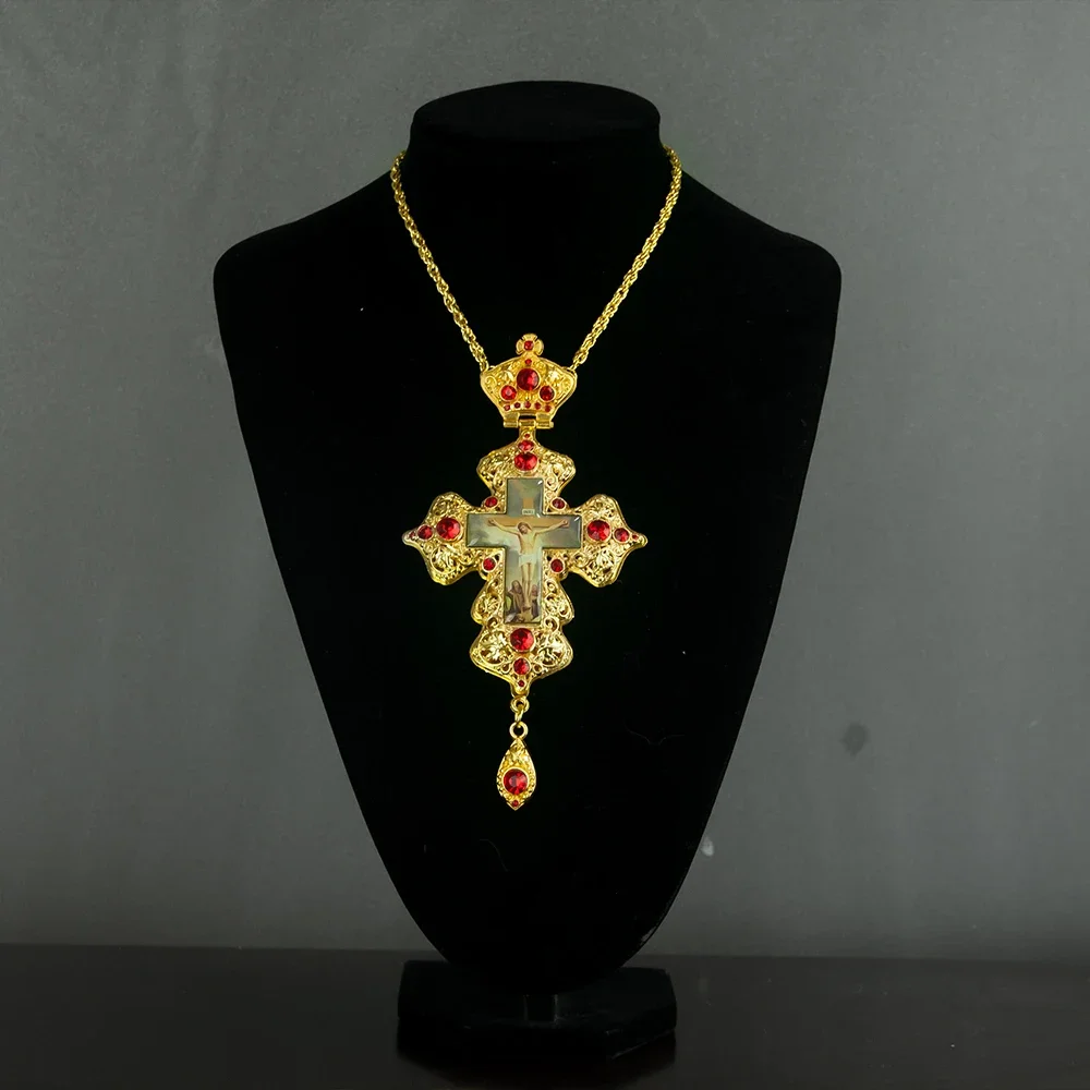 HTISOK Eastern Orthodox Cross Necklace Church Bishop\'s Pectoral Cross Pendant for Priest Ordination Orthodox Cross Pendant