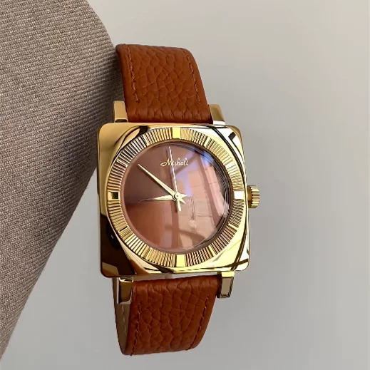 Zegarek damski Niche Art Design wysokiej jakości, nowy model 2026 w stylu retro, z skórzanym paskiem, luksusowy zegarek kwarcowy, prezent urodzinowy.