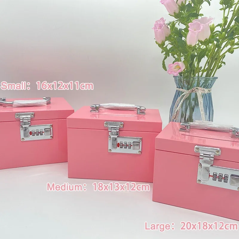 Stainless Steel Portable Safe, Cash Box, Money, Piggy Bank, Coin Storage, Code Lock Children's Safe Gift  Piggy Bank Jewelry Box
