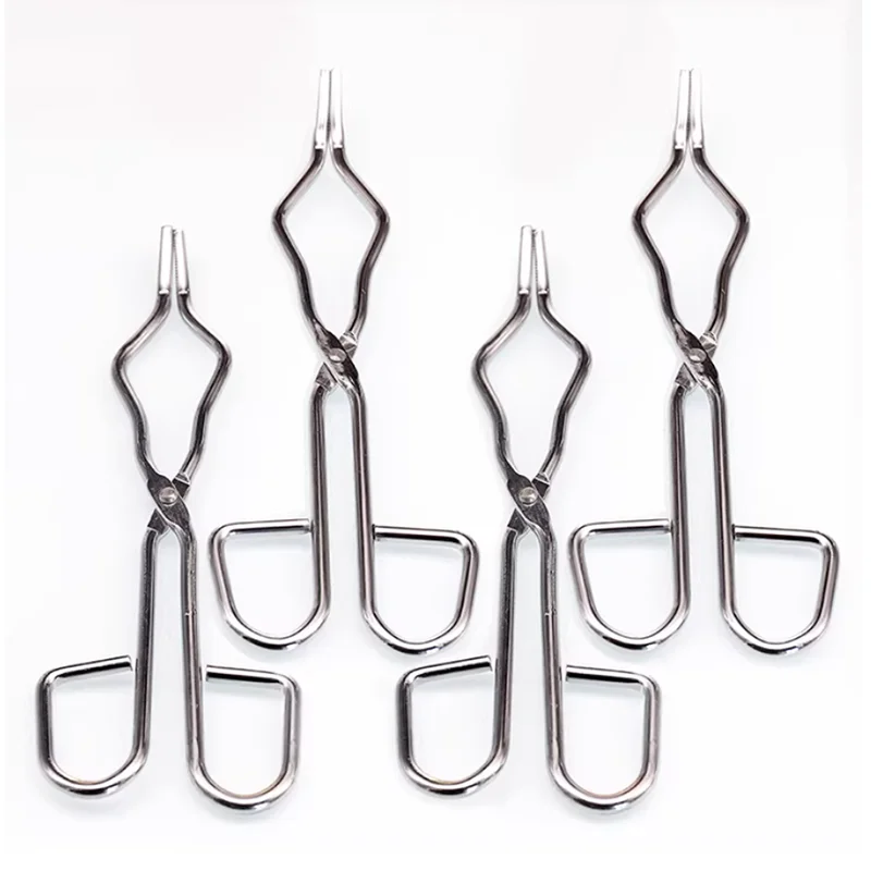 Crucible pliers round steel chrome plated beaker clamp muffle furnace clamp high temperature resistant ceramic clamp