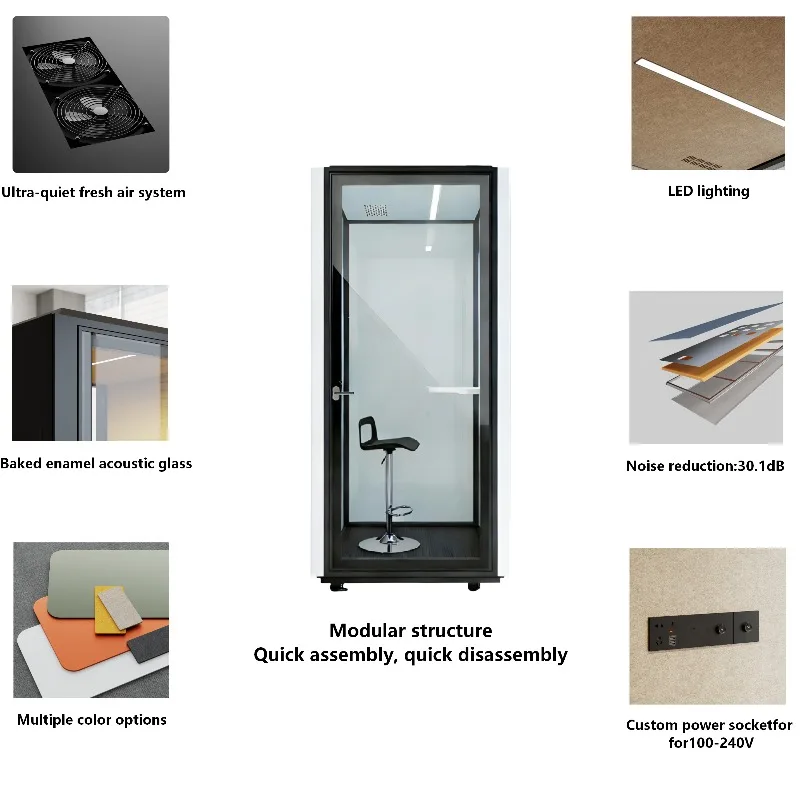 Akoestische cabine verplaatsbare slaappod telefooncel unit voor 2 personen geluidsdicht