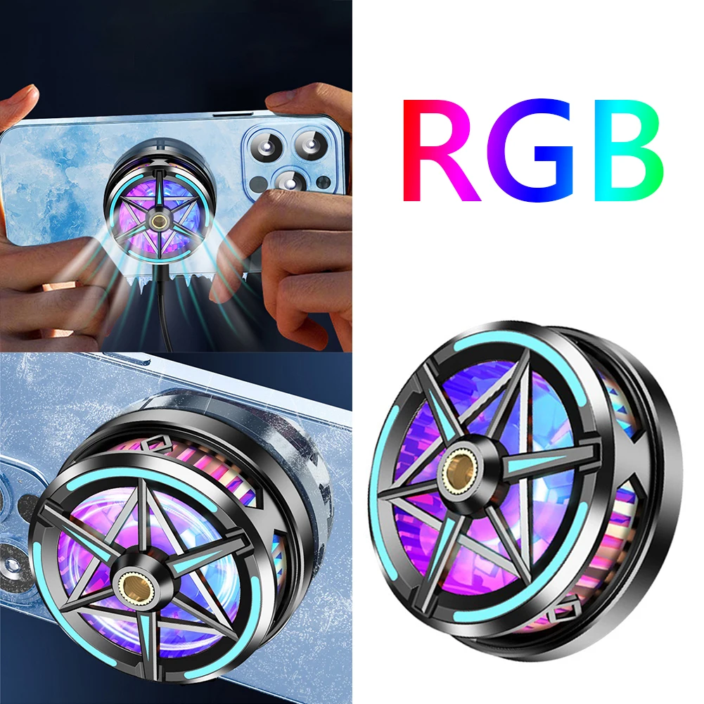 Magnetic Mobile Phone Radiator RGB Game Cooling Fan Radiator for Android IOS Gaming Accessories for PUBG/Live Streaming