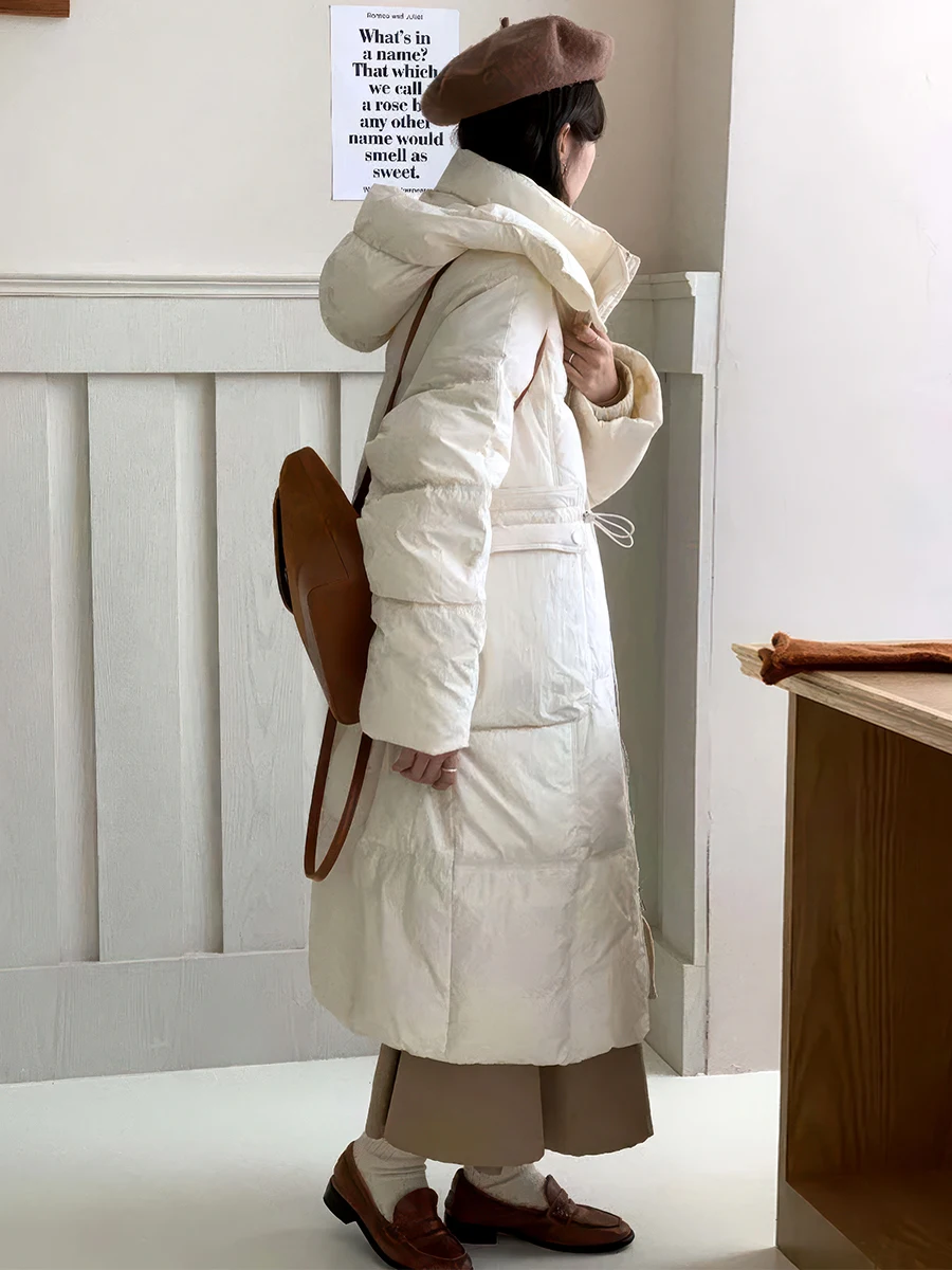 Cappotto Invernale Imbottito da Donna, Bianco Caldo, Versatile e alla Moda, Lunghezza Media, per il Pendolarismo