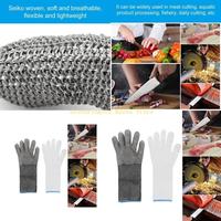 Cut Resistant Glove with Arm Sleeves Level Stainless Steel Mesh Metal Glove Butchers Metal Glove for Meat Fish