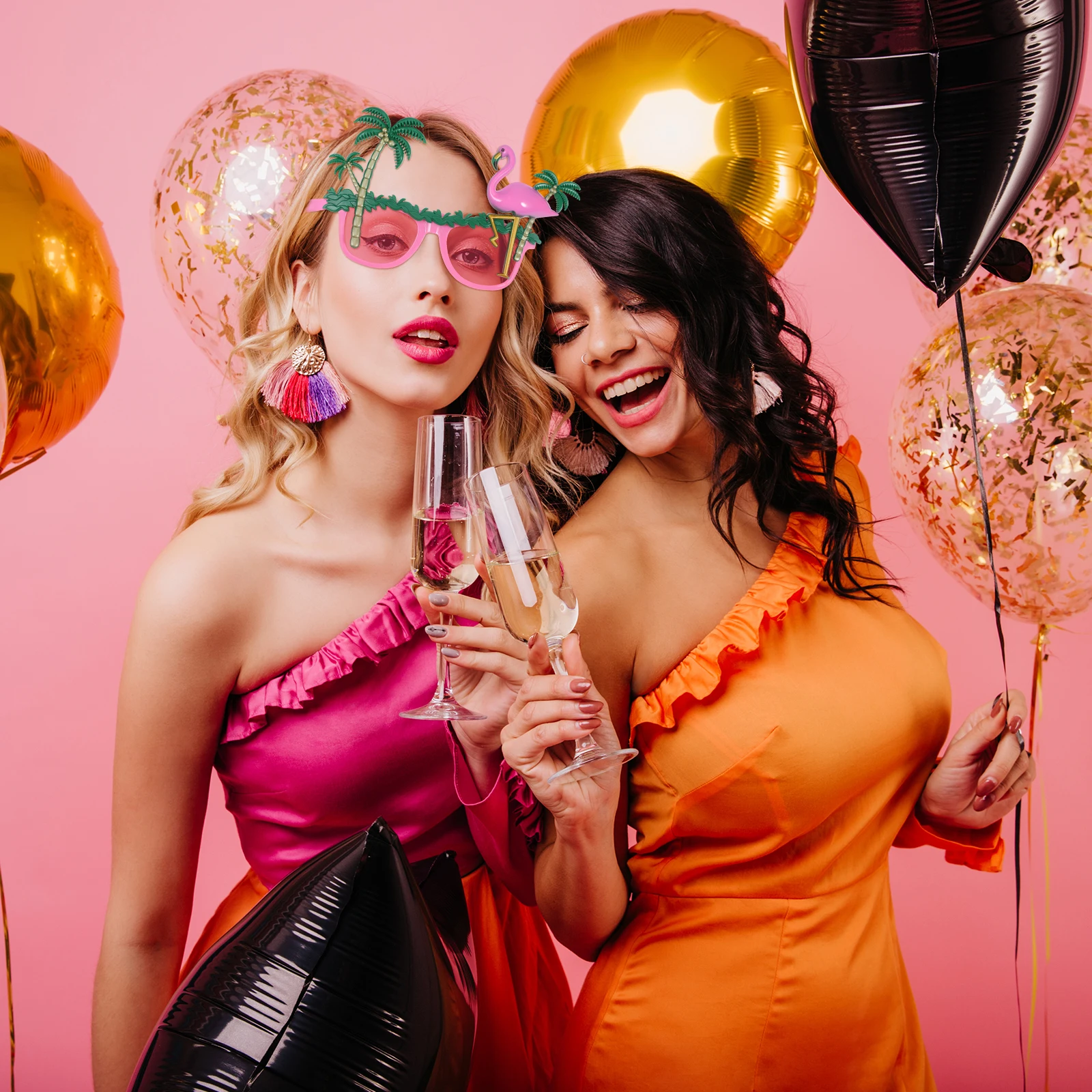 

2PCS Flamingo Glasses Funny Party Eyewear Hawaiian Beach Sunglasses Toy Child Decor Lightweight Durable Stylish Photo Props