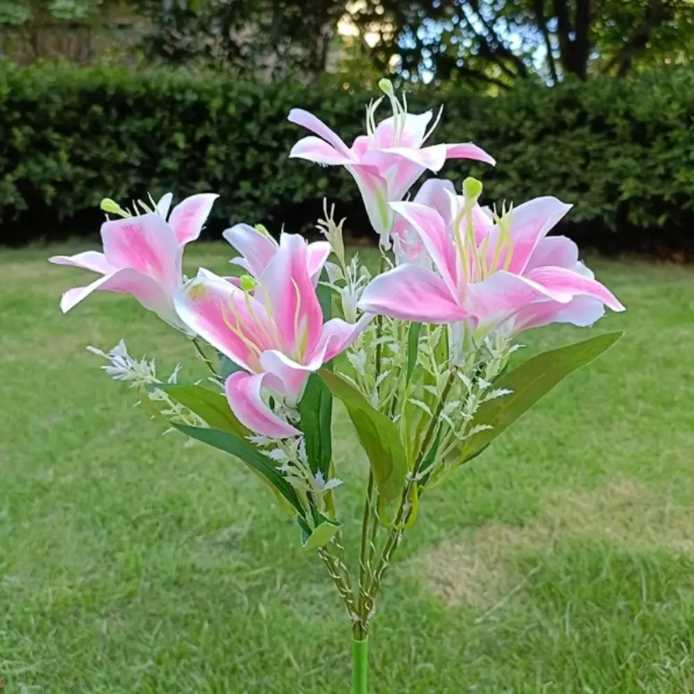 7 Heads Solar Flowers Garden Lights Waterproof LED Lights Simulation Flower Lamp Solar Powered Ground Spike Wedding Decor